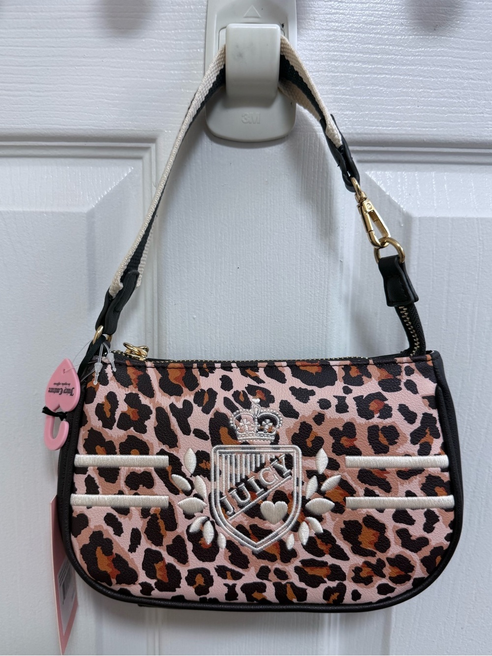 NWT Juicy Couture Leopard Print Buff Beige Chocolate Convertible Wristlet
